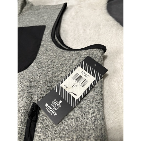 New Rugby University Full Zip Gray‎ Fleece Sweater Vest Size 2X - Picture 3 of 6